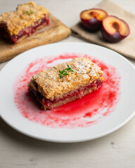 Delicious homemade raspberry crumble tart 