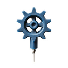 Obraz premium Png of A blue gear-shaped wine bottle opener with a metallic screw on the bottom for easy cork removal on transparent background.