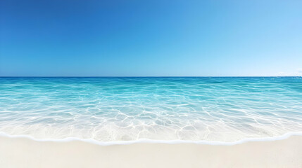 Obraz premium Bright Blue Sky And Turquoise Water Over White Sand Beach In Sunny Daylight