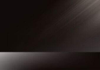 Empty black studio background. Empty Room Studio with table. Space for selling products, backdrop, wallpaper, background, text. Empty room with light effect. Gradient table. Vector illustration.