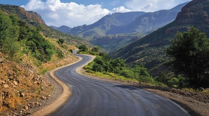 Naklejka premium Winding mountain road, scenic drive, travel