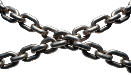 Interlocking Metal Chains on a transparent background