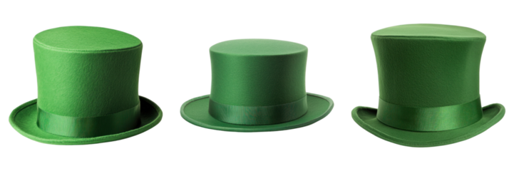 Green Saint Patrick Day hats isolated on transparency background