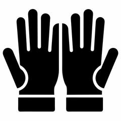 Protective Gloves Vector Icon Clean Silhouette on White Background.