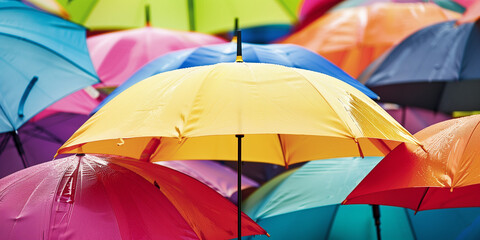 colorful umbrellas in a row
