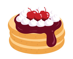 Cherries Pancakes with Whipped Cream