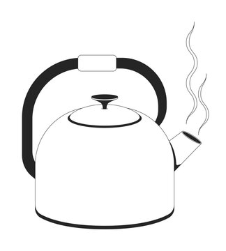black and white kettle steaming clip art preview