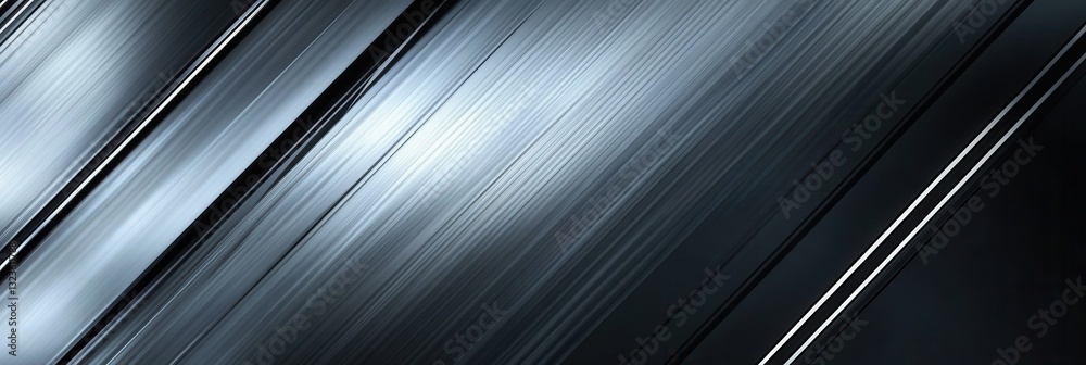 Poster Dynamic metallic background with sleek silver and black lines creating an industrial and modern aesthetic in a professional setting