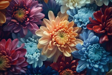Vibrant floral arrangement with colorful chrysanthemums perfect for wedding decor and special event styling. Ideal backdrop for celebrations, invitations, or photography sessions