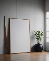 Minimalist Japanese interior design featuring earthy tones clean lines and blank canvas wall for serene atmosphere Interior design Wallpaper inspiration