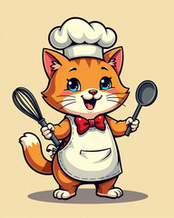Cat Chef with a Whisk