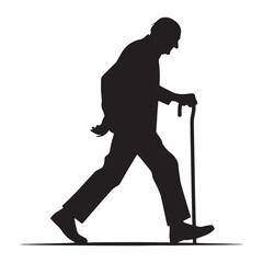 Grandfatherly Walking Oldman silhouette, embodying love and family values - Oldman illustration - Minimalist Walking Oldman vector - Family figure
