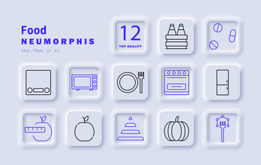 Food set icon. Smart kitchen appliances, meal tracking, nutrition monitoring, food storage, fresh produce, culinary planning, digital diet tracking, beverage management, healthy eating