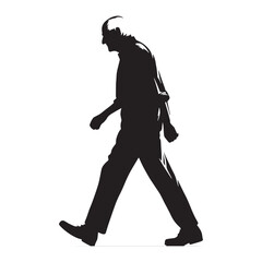 Thoughtful Walking Oldman silhouette, lost in deep reflection - Oldman illustration - Minimalist Walking Oldman vector - Wise silhouette
