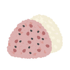 赤飯おにぎり　塩おにぎり　イラスト
