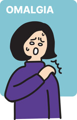 female, young, woman, character, vector, shoulder pain