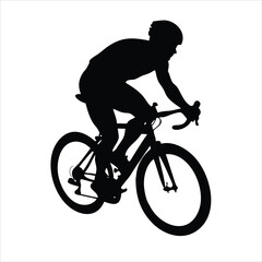 Sleek Cyclist Silhouette Vector Illustration: Forward-Leaning Racing Posture on Road Bike