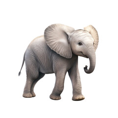Obraz premium Joyful Little Elephant: A captivating image of a charming baby elephant, walking gracefully towards the viewer, showcasing its gentle nature and endearing features.