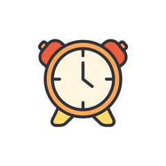 Alarm clock colored icons, minimalist vector illustration ,simple transparent graphic element .Isolated on white background