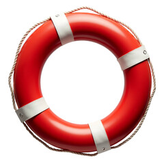 Red Life Preserver with Rope and Straps, transparent background