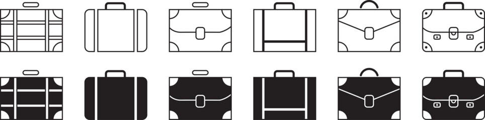 Suitcase icon set. Baggage, travel suitcase symbol. Briefcase icon set. suitcase icon. luggage symbol on white background.