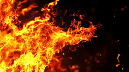 Dynamic Flames Dancing Against a Dark Background Creating Intense Heat and Light