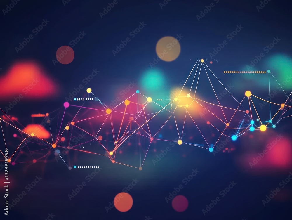 Aufkleber abstract digital network visualization with colorful nodes