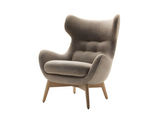 cozy fabric armchair with wooden legs, designed for comfort and style, perfect for any living space. Its unique shape adds modern touch to your decor