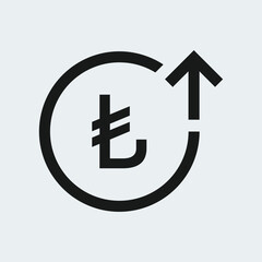 Lira cost value increase. Turkish lira money making icon