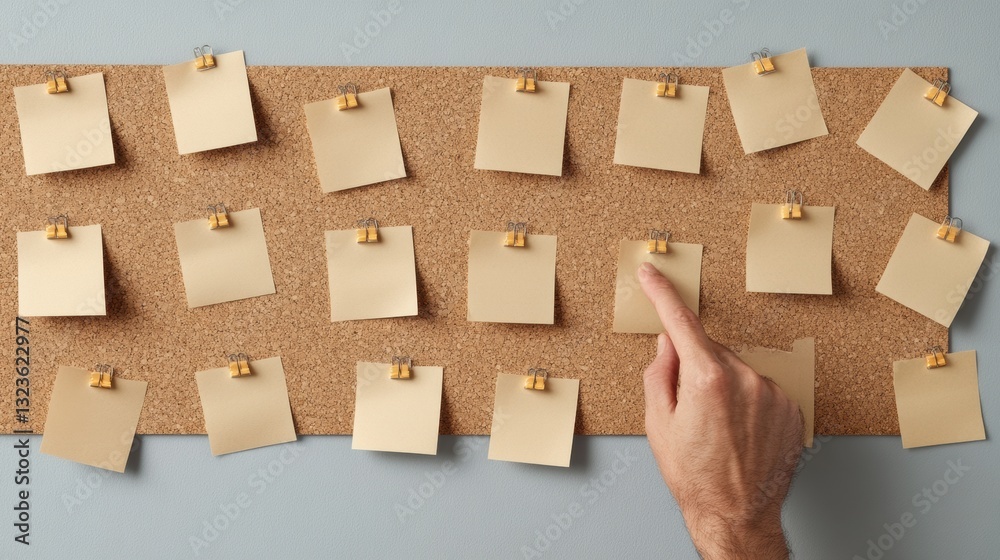 Poster Interactive Collaborative Planning Minimalist Cork Board Workspace with Adaptive Engagement Strategy for Modern Team Networking and Creative Ideation