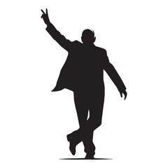 Familiar Waving Oldman silhouette, bringing comfort with a simple wave - Oldman illustration - Minimalist Waving Oldman vector - Friendly elder
