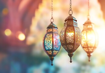 Intricately Designed Lanterns with Warm Glow