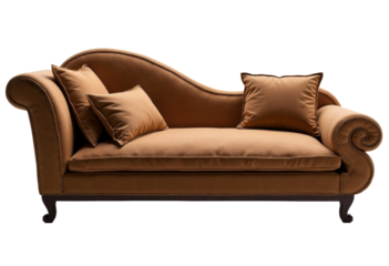 Tan Chaise Lounge with Pillows, transparent background