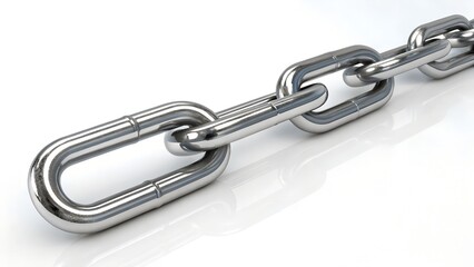Obraz premium 3D Metallic Chain Link – Strong Connection, Security & Network Symbol