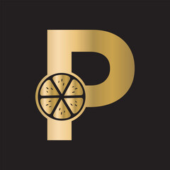 Lemon Logo Combine With Letter P Vector Template