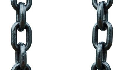 Obraz premium Two metal chains hanging with blurred bridge background and transparent background