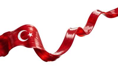 Wavy Flag of Turkey with Transparent Background