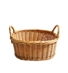 Fototapeta premium Wicker Basket with Handles, transparent background