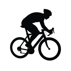 Sleek Cyclist Silhouette Vector Illustration: Forward-Leaning Racing Posture on Road Bike