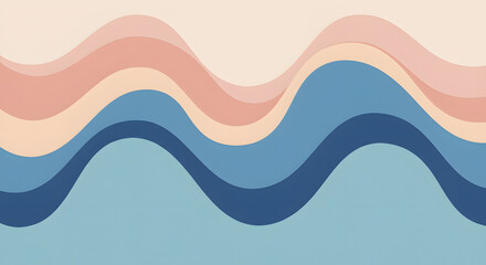 Abstract Wavy Background in Pastel and Blue Tones
