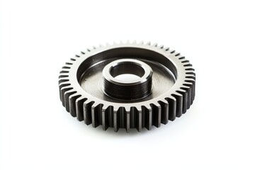 A metallic industrial gear showing its detailed internal mechanism design