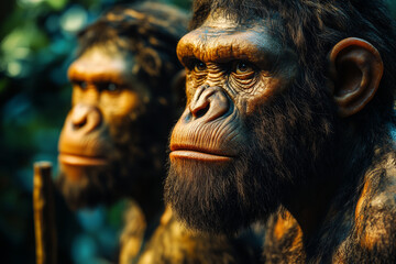 Portrait of Earlier Hominins (Pre-Homo species) like Australopithecus afarensis