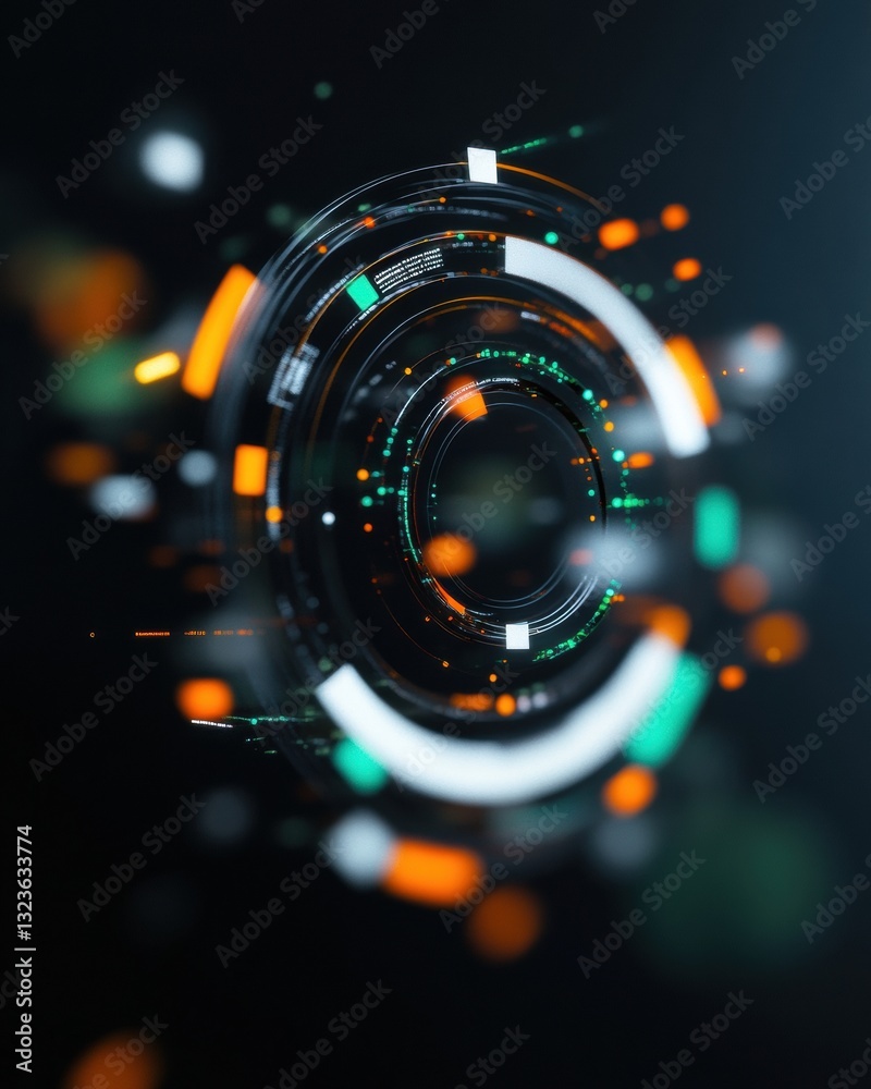 Poster Immersive Quantum UI Futuristic Digital Workflow Visualization for Next-Gen Tech Innovation, AI-Powered Interconnected Systems Design