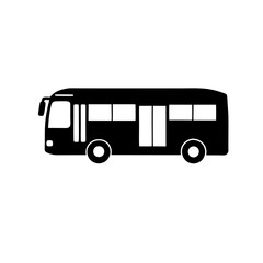 A simple, black and white illustration of a bus