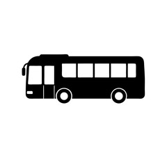 A simple, black and white illustration of a bus