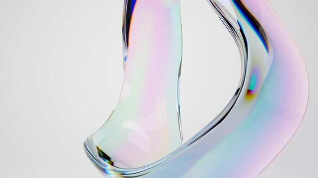 Abstract glass 3d shape rotate on a white background. Seamless looping video. 4k abstract motion graphics dynamic futuristic design