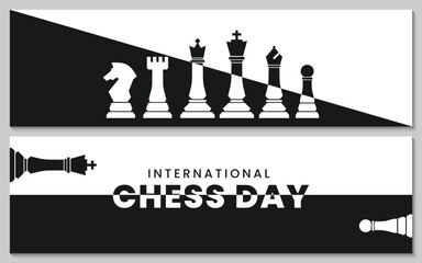 International Chess Day Banner Set Design Background.