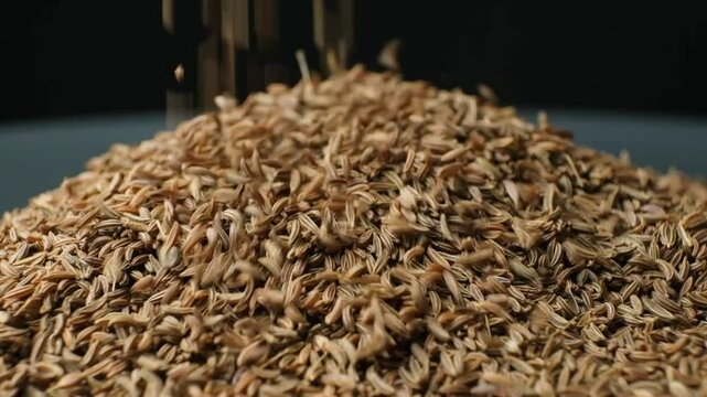 Dried Cumin Seeds Close-Up Culinary Ingredient Pour Slow Motion