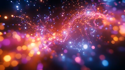 Fototapeta premium Abstract Light Trails Background: A Stunning Display of Bokeh, Sparkle, Shimmer, and Vibrant Colors for Design.
