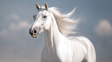 A portrait of an Arabian horse posing on a sunny day